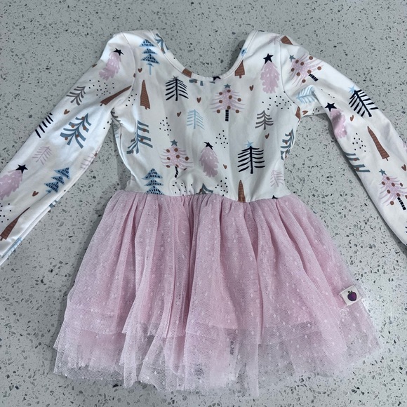 cheeky plum Other - Cheeky Plum Holiday Leotard Pink White Long Sleeve Dress 2t Toddler Christmas